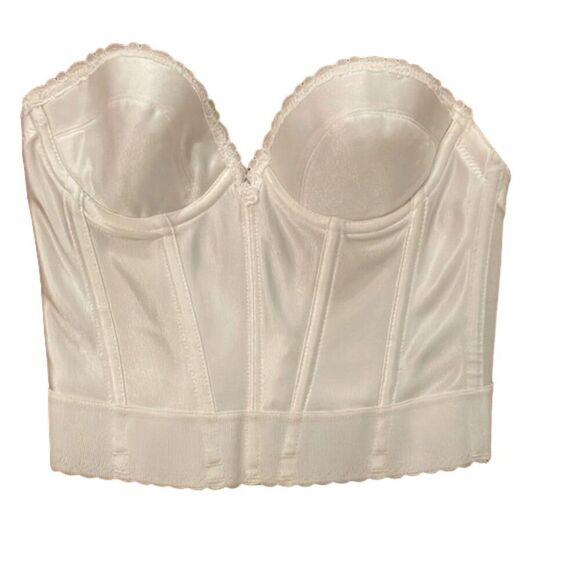 Carnival White Low Plunge longline Bustier Bra 203 strapless Womens 34A Bride - Picture 1 of 9